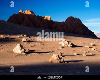 Tal des Mondes, Chile - 26. Mai 2018 das spektakuläre El Valle de la Luna (Tal des Mondes) befindet sich in der Wüste ChileÕs Atacama, der trockensten Pl Stockfoto