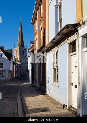 Abingdon, England - 20. August 2020 Die historische West St Helens Street, gesäumt von schönen alten Häusern, verläuft vom Abingdon Museum- und dem Stadtzentrum Stockfoto