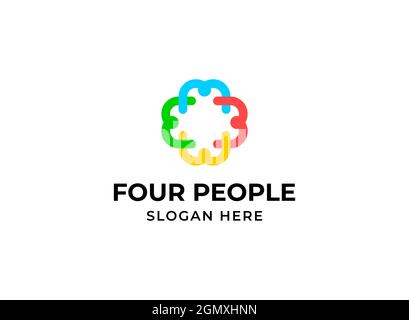 Teamwork-Logo für vier Personen Stock Vektor