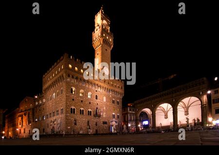 Piazza della Signoria, Nachtlandschaft, Florenz, Toskana, Italien, Europa Stockfoto