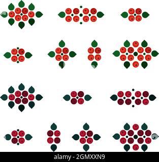 Esche Beere Dekorationen Set - Vektor-Illustration Stock Vektor