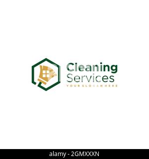 Moderner Reinigungsservice Besen Haus Logo Design Stock Vektor
