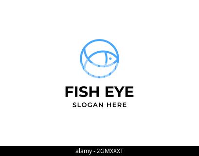 Fischaugen-Logo. Fisch im Kreislogo Stock Vektor