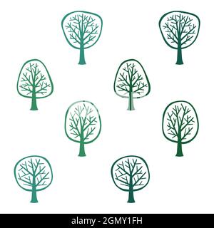 Satz von verschiedenen Bäumen - Vektor-Illustration Stock Vektor