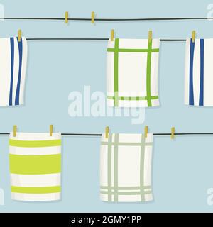 Hängende Tücher auf Wäscheleine - Vektor-Hintergrund Stock Vektor