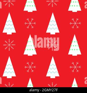 Nahtloses Weihnachtsmuster mit Schnee und den Bäumen Stock Vektor