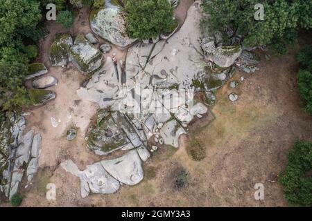 Luftaufnahme des prähistorischen Felsenheiligtums Beglik Tasch an der südlichen Schwarzmeerküste Bulgariens Stockfoto