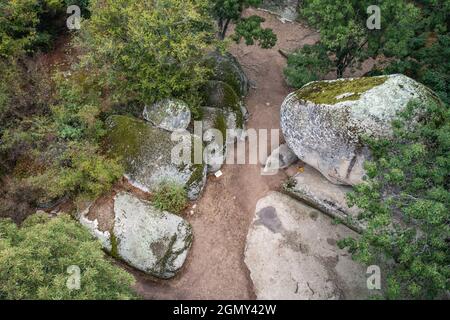 Luftaufnahme des prähistorischen Felsenheiligtums Beglik Tasch an der südlichen Schwarzmeerküste Bulgariens Stockfoto