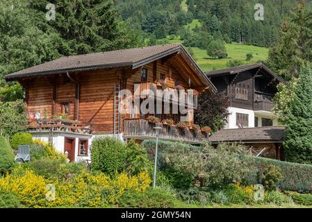 Typische Walliser Häuser, Muhlebach, Wallis, Schweiz, Europa Stockfoto