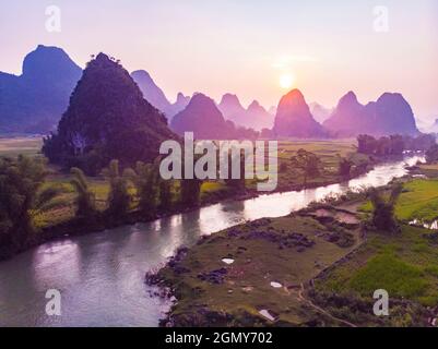 Phong Nam Tal mit Reisfeld in der Provinz Cao Bang im Norden Vietnams Stockfoto