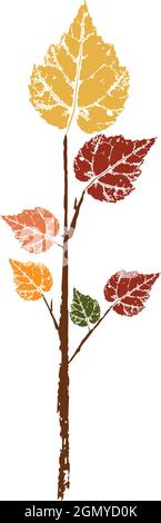Farbiger Tintendruck eines herbstlichen Blattes. Aquarellblatt. Stock Vektor
