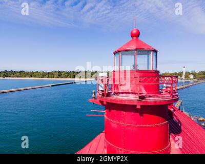 Foto des Sturgeon Bay North Pierhead Lighthouse, Lake Michigan, Sturgeon Bay, Wisconsin, USA. Stockfoto