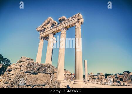 Ruinen des Apollo-Tempels in Side bei Antalya, Türkei Stockfoto