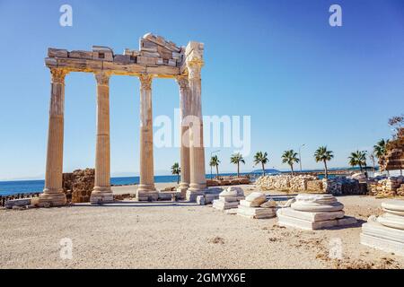 Ruinen des Apollo-Tempels in Side bei Antalya, Türkei Stockfoto