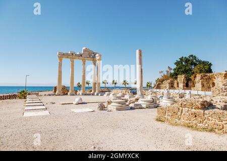 Ruinen des Apollo-Tempels in Side bei Antalya, Türkei Stockfoto