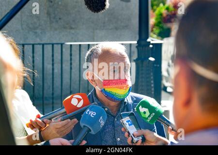 MADRID, SPANIEN - 21. SEPTEMBER 2021. José María Álvarez Suárez (Pepe Álvarez), derzeitiger Generalsekretär der UGT, der bei den Medien in Madrid, Spai, anwesend ist Stockfoto