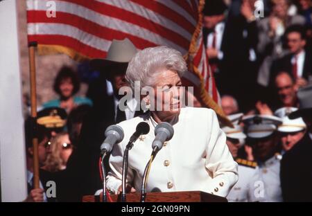 Austin Texas USA, 15 1991. Januar: Die Gouverneurin von Texas, ANN RICHARDS, hält ihre Antrittsrede während der Feierlichkeiten im Texas Capitol. ©Bob Daemmrich Stockfoto