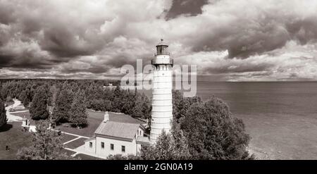 Foto des Cana Island Lighthouse, Cana Island County Park, Door County, Wisconsin, USA. Stockfoto