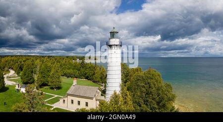 Foto des Cana Island Lighthouse, Cana Island County Park, Door County, Wisconsin, USA. Stockfoto