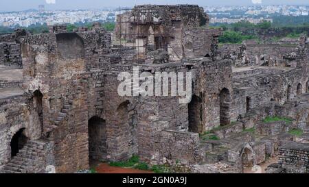 5. September 21, Golkonda Fort, Hyderabad, Indien Ruinen des Rani Mahal oder Palast, Golkonda Fort Stockfoto