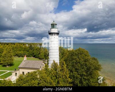 Foto des Cana Island Lighthouse, Cana Island County Park, Door County, Wisconsin, USA. Stockfoto