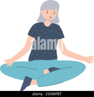 Oma sitzt meditierend Stock Vektor