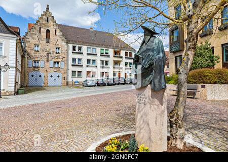 Lucas-Cranach Denkmal auf dem Marktplatz von Kronach, Bayern, Deutschland Stockfoto