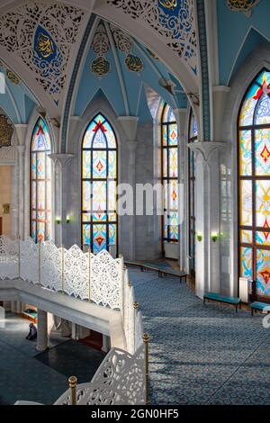 Innenansicht der Kul Sharif Moschee im Kasaner Kreml, Kasan, Kasan Bezirk, Republik Tatarstan, Russland, Europa Stockfoto