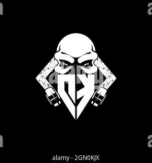 DK Monogram eSport Gaming mit Skull Maske Shape Style Vektor Stock Vektor