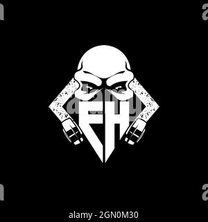 FH Monogram eSport Gaming mit Skull Maske Shape Style Vektor Stock Vektor