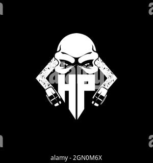 HP Monogram eSport Gaming mit Skull Maske Shape Style Vector Stock Vektor