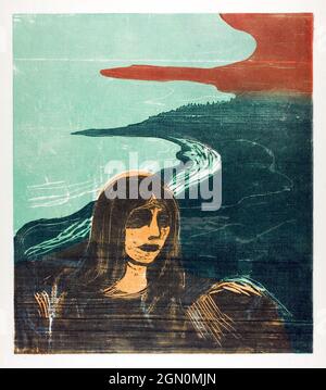 Woman&rsquo;s Head Against the Shore (1899) von Edvard Munch. Stockfoto