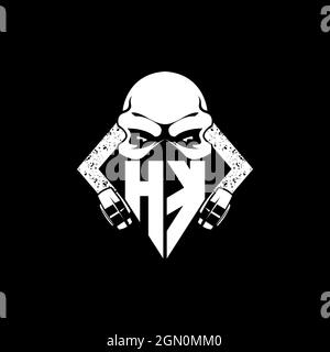 HK Monogram eSport Gaming mit Skull Maske Form Stil Vektor Stock Vektor