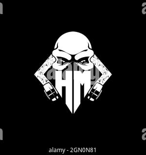 HM Monogram eSport Gaming mit Skull Maske Shape Style Vektor Stock Vektor