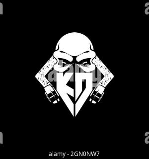 KD Monogram eSport Gaming mit Skull Maske Shape Style Vektor Stock Vektor