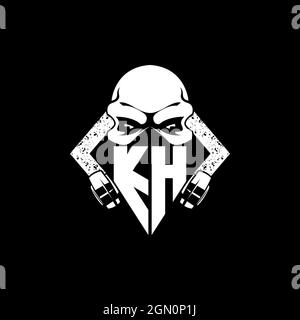 KH Monogram eSport Gaming mit Skull Maske Shape Style Vektor Stock Vektor