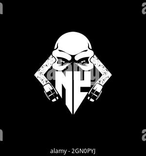 NY Monogram eSport Gaming mit Skull Maske Shape Style Vektor Stock Vektor