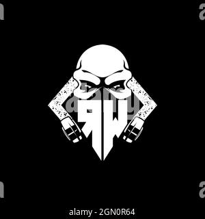 RW Monogramm eSport Gaming mit Totenkopf Maske Form Stil Vektor Stock Vektor
