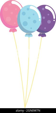Niedliche pastellfarbene Geburtstagsballons Stock Vektor