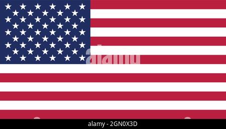 Nationalflagge der Vereinigten Staaten von Amerika Originalgröße und Farben Vektorgrafik, amerikanische oder US-Flagge, USA-Flagge Stock Vektor