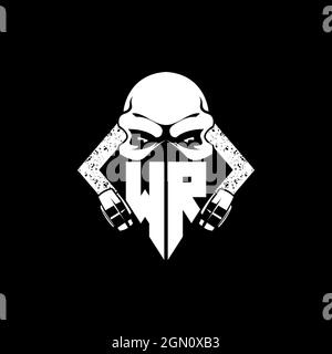 WR Monogram eSport Gaming mit Skull Maske Shape Style Vektor Stock Vektor