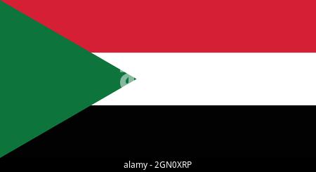 Nationalflagge des Sudan Originalgröße und Farben Vektordarstellung, gemacht intime arabische Befreiungsflagge und ägyptische Revolution, panarabische Farben Flagge Stock Vektor