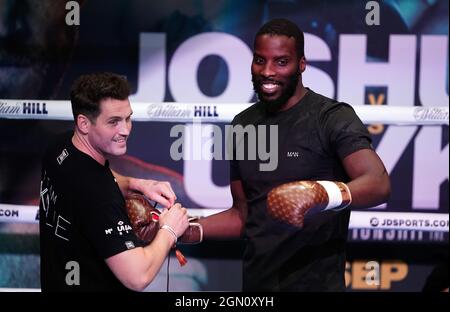 Lawrence Okolie während eines Media Workout bei Indigo im O2, London. Bilddatum: Dienstag, 21. September 2021. Stockfoto