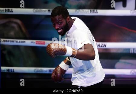 Lawrence Okolie während eines Media Workout bei Indigo im O2, London. Bilddatum: Dienstag, 21. September 2021. Stockfoto