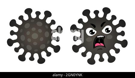Vektor-Set-Symbole von Coronavirus. Vektor-Illustration des wütenden Coronavirus. Stoppen Sie Coronavirus. Stock Vektor