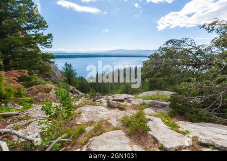 Foto eines Sees und einer Bergkette im Grand Teton National Park in Wyoming Stockfoto