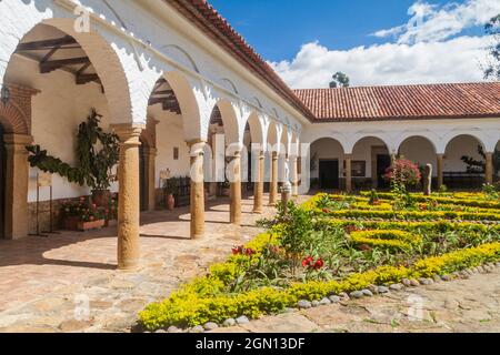 Innenhof eines Klosters Santo Ecce Homo in der Nähe der Villa de Leyva, Kolumbien Stockfoto