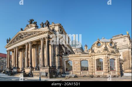 Gebäude der Akademie der bildenden Künste an der Brühlschen Terrasse in Dresden, Sachsen, Deutschland Stockfoto