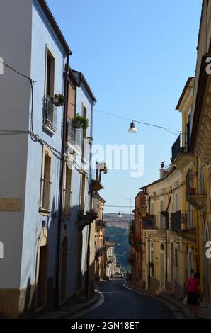 Einige Fotos der schönen Stadt Ragusa Ibla, in Sizilien, während einer sonnigen Sommerreise gemacht. Stockfoto