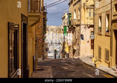 Unterwegs in Vittoriosa, Valletta, Malta, Europa Stockfoto